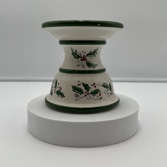 Holly Holiday Candle Holder Pillar or Taper - Picture 2 of 16